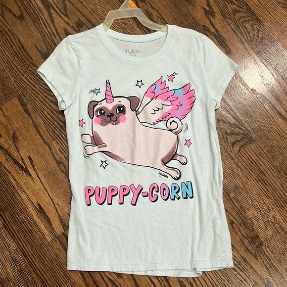 The Children’s Place Girls Unicorn Puppy Graphic Short Sleeve Shirt - Picture 1 of 1